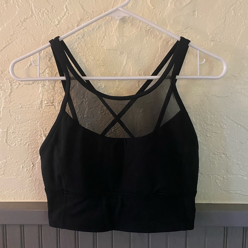 Lululemon Sports Bra Mesh Top Cross Back Size 8